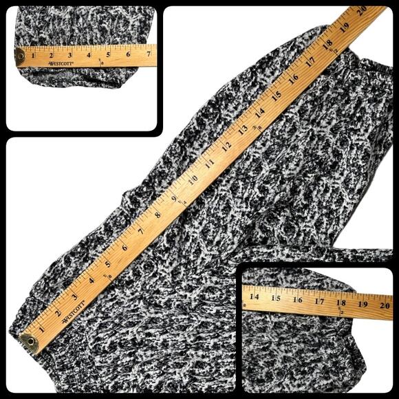 Faded Glory Abstract Print Blouse Top Raglan Style 3/4 Sleeves Black White 3X - Picture 11 of 11